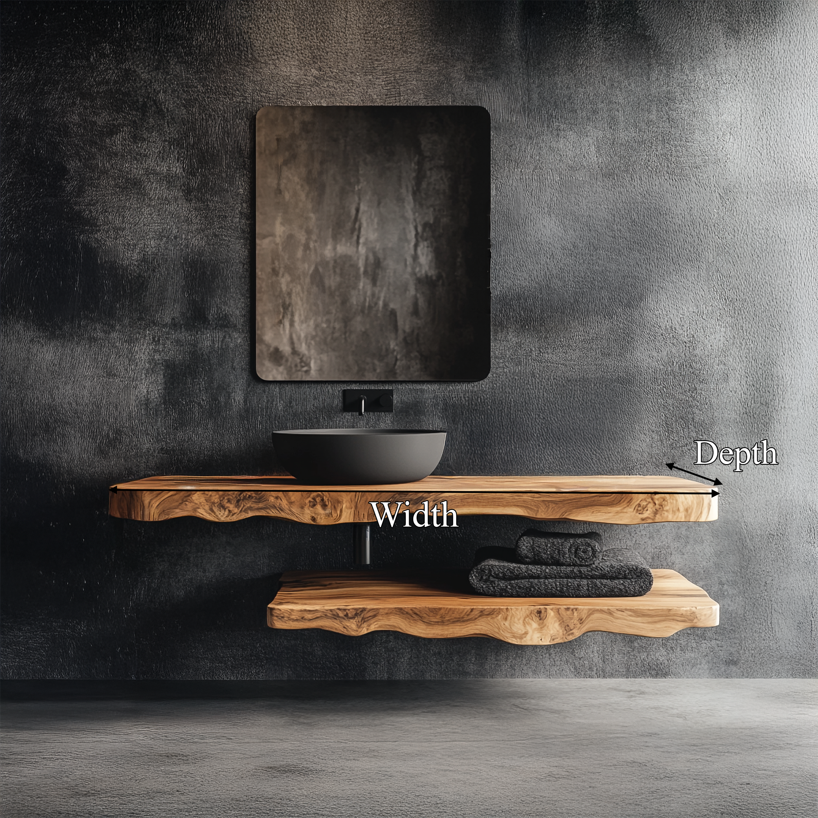 Rustic Bathroom Vanity Shelf Farmhouse Wood Bathroom Accent SINLSABRV243