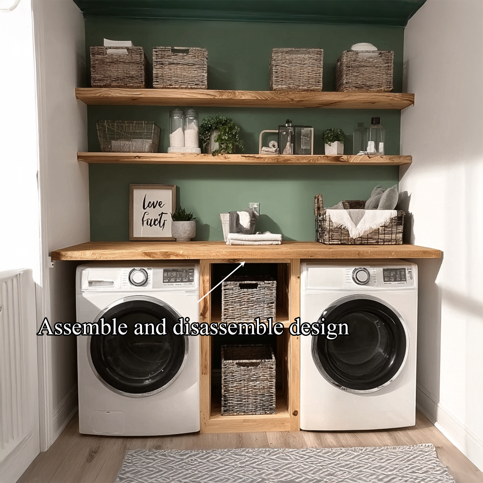 Laundry Nook Shelf Handmade Rustic Wood Gift SINLSALN003