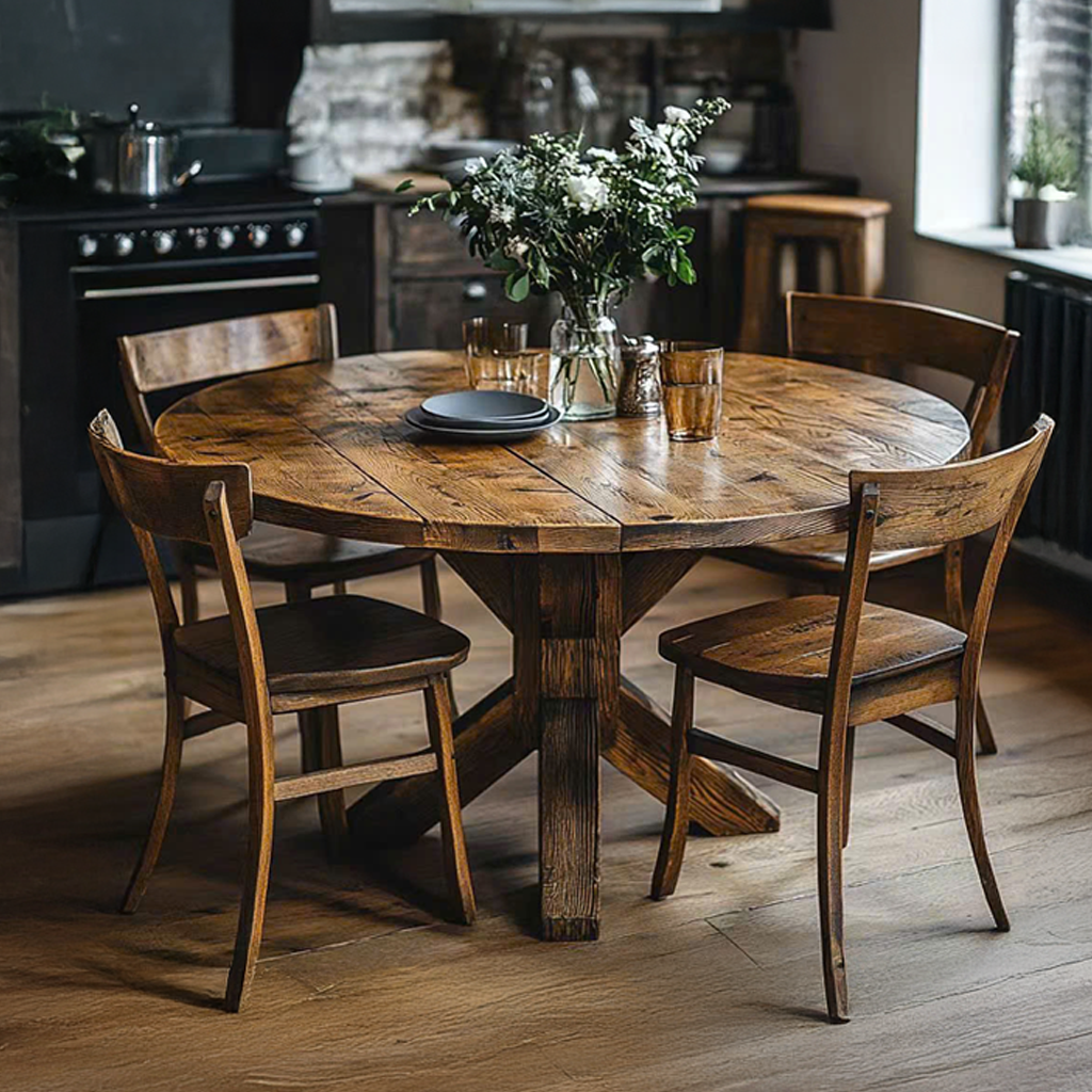Rustic Round Dining Table Small Dining Room SINLSADT074