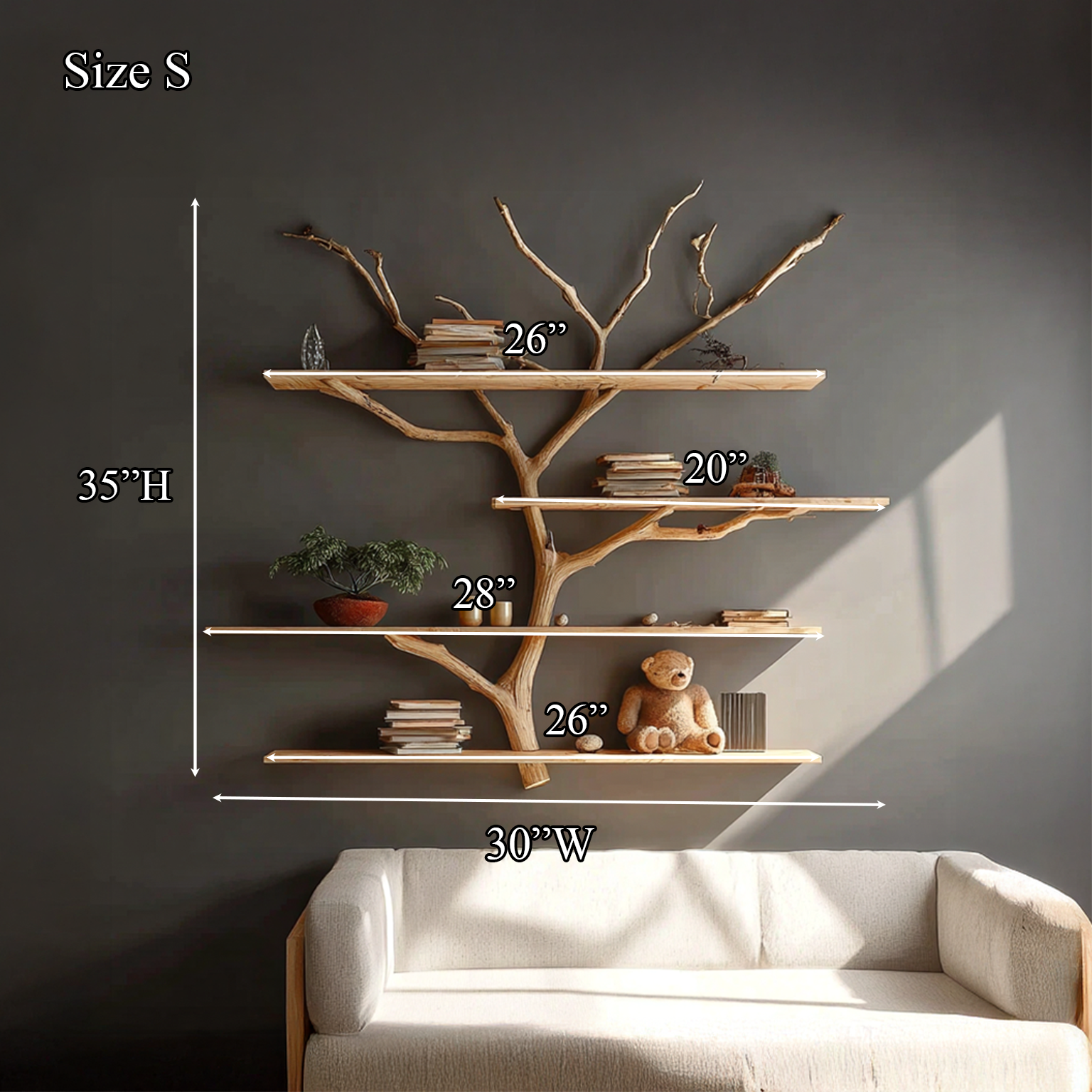Rustic Book Tree Shelf Nursery Kids SINLSATBS030