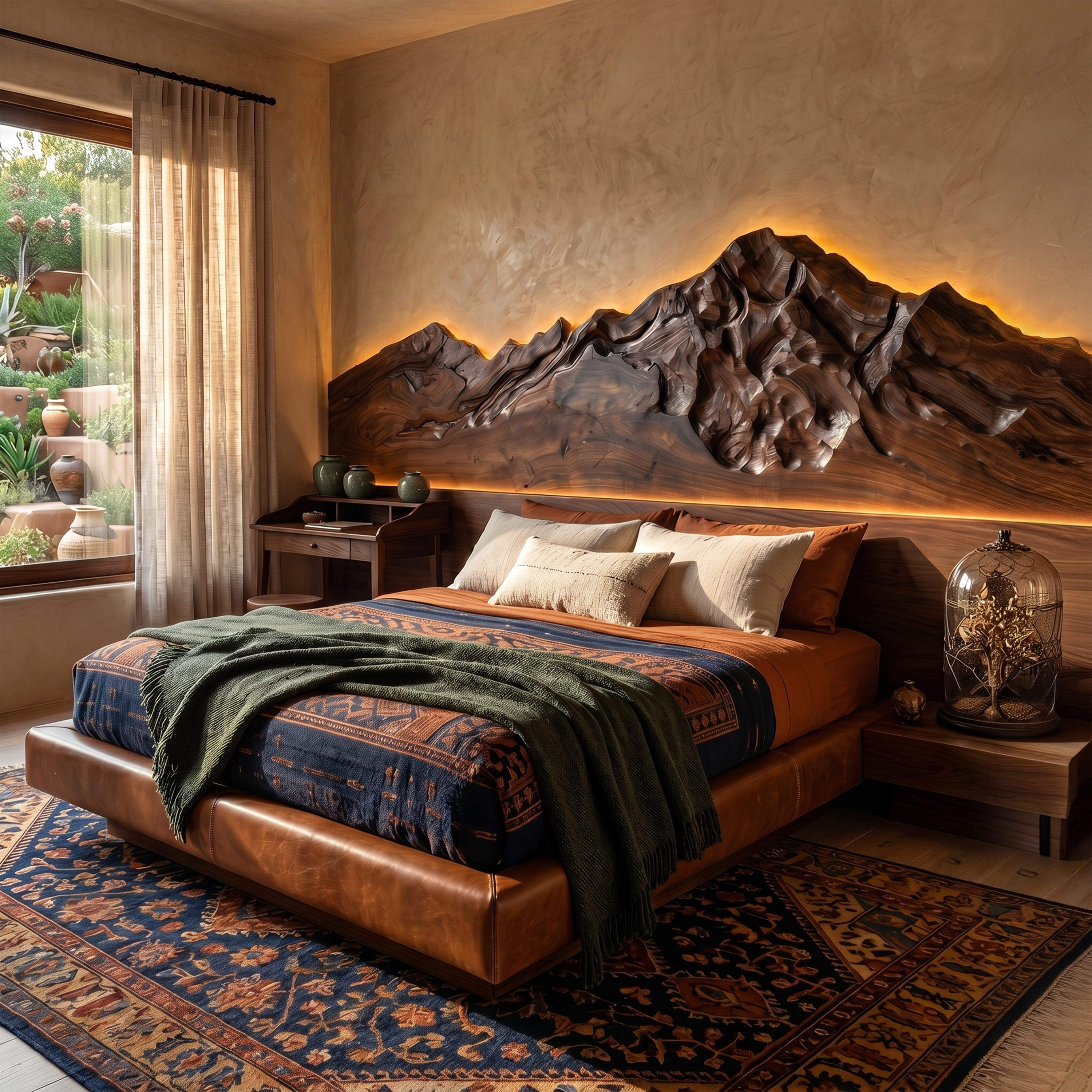 Rustic Mountain Wood Headboard For Farmhouse Bedroom Decor SILDTTRHB027