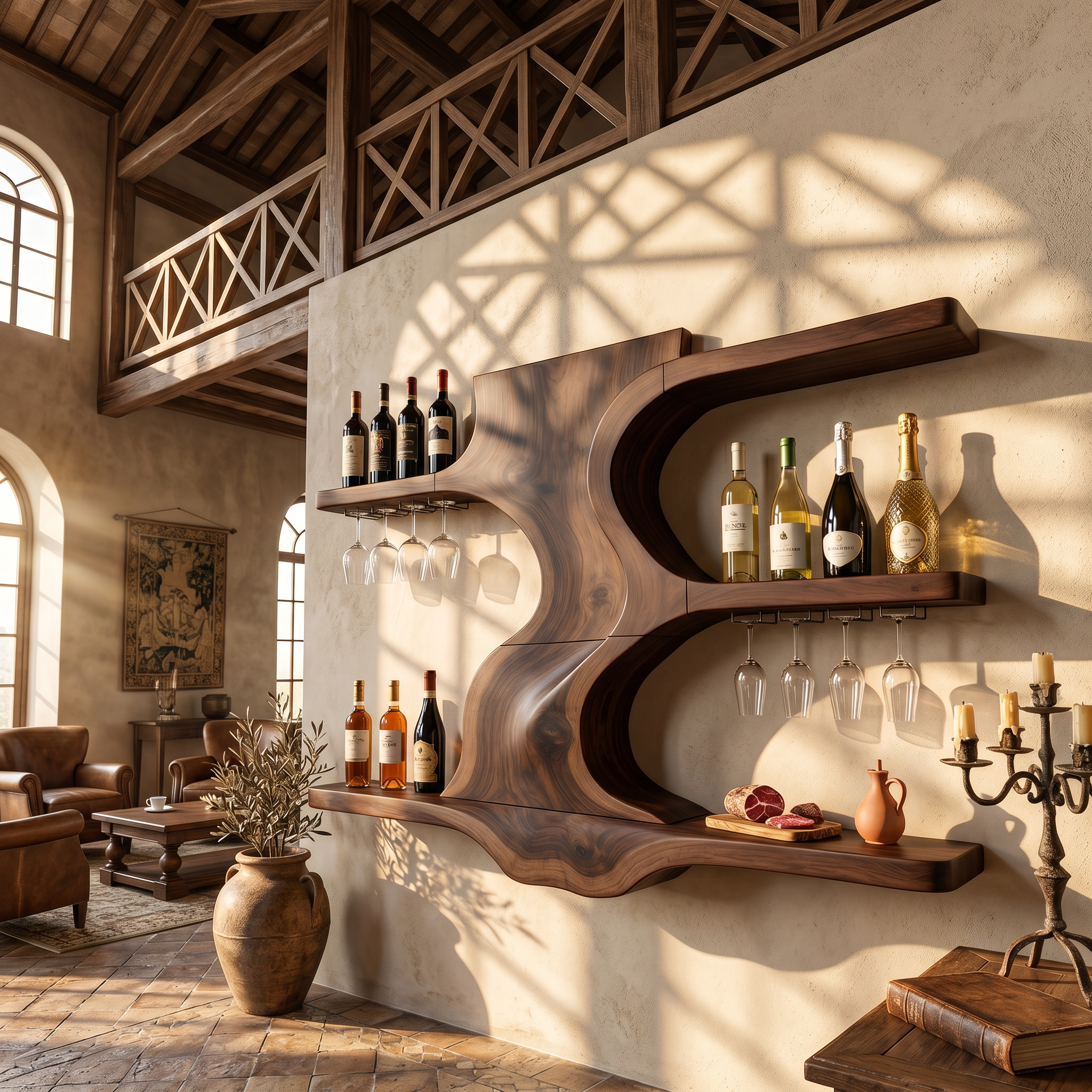 Modern Open Shelf Wine Rack For Entertaining Area SILDTTNWH022