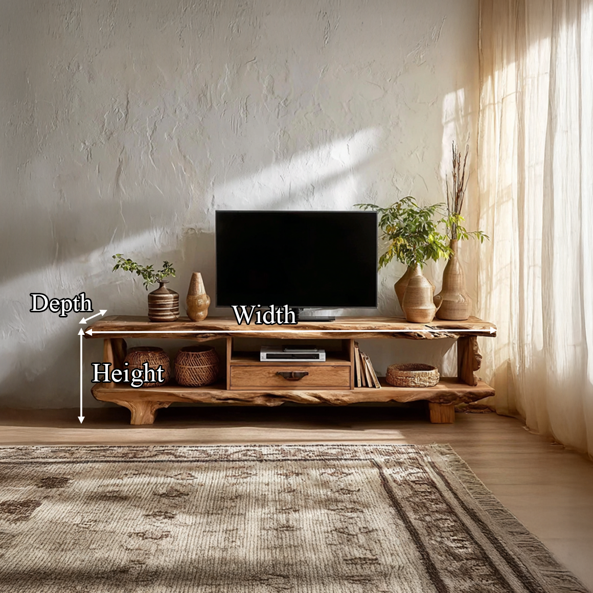 Rustic Live Edge TV Stand Living Room Furniture SINLSASC214