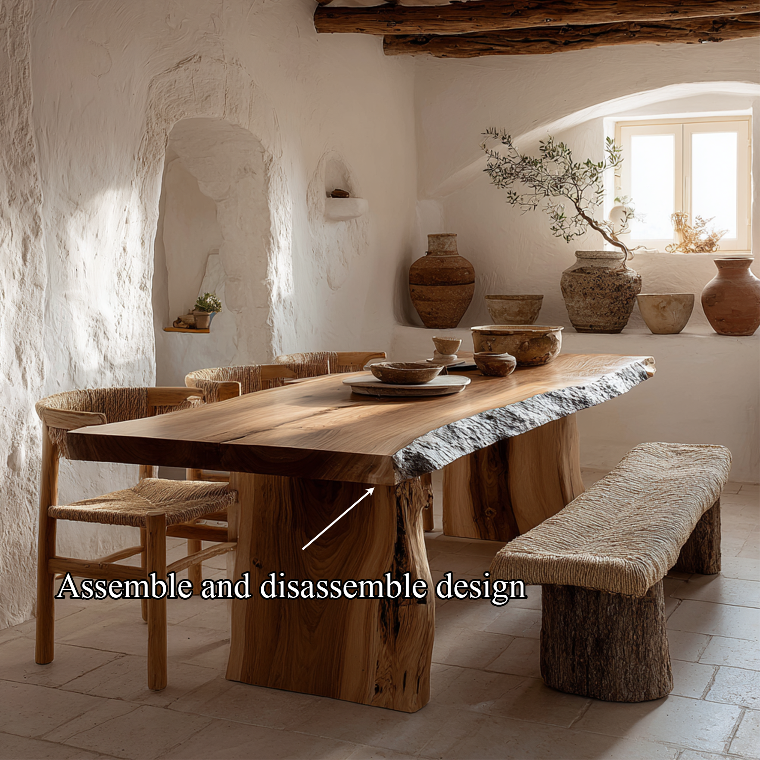 Dining Table Walnut Wood Live Edge Modern Gift SINLSADT023