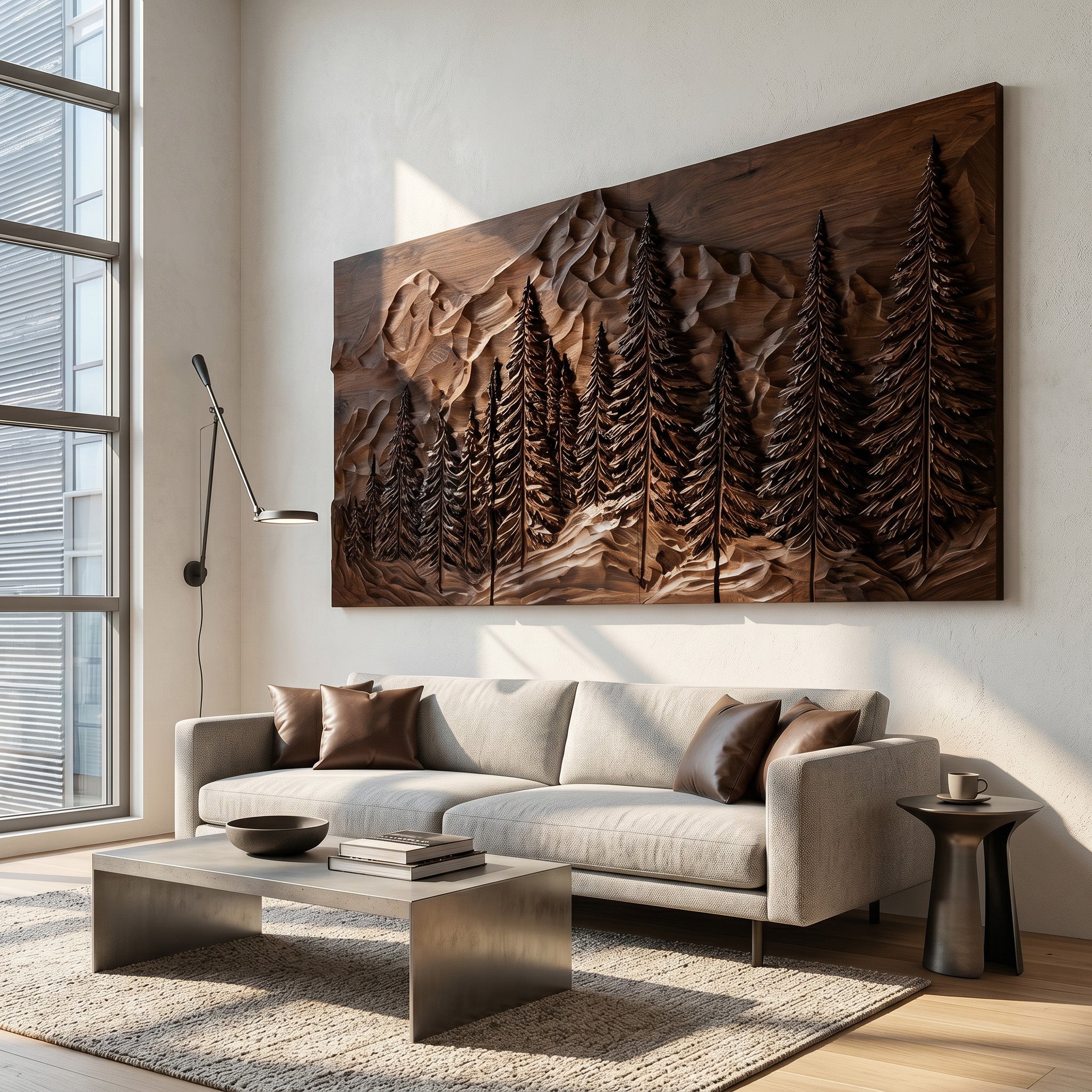 Rustic Forest Mountain Wood Wall Art For Living Room Decor RTTHHNWA210