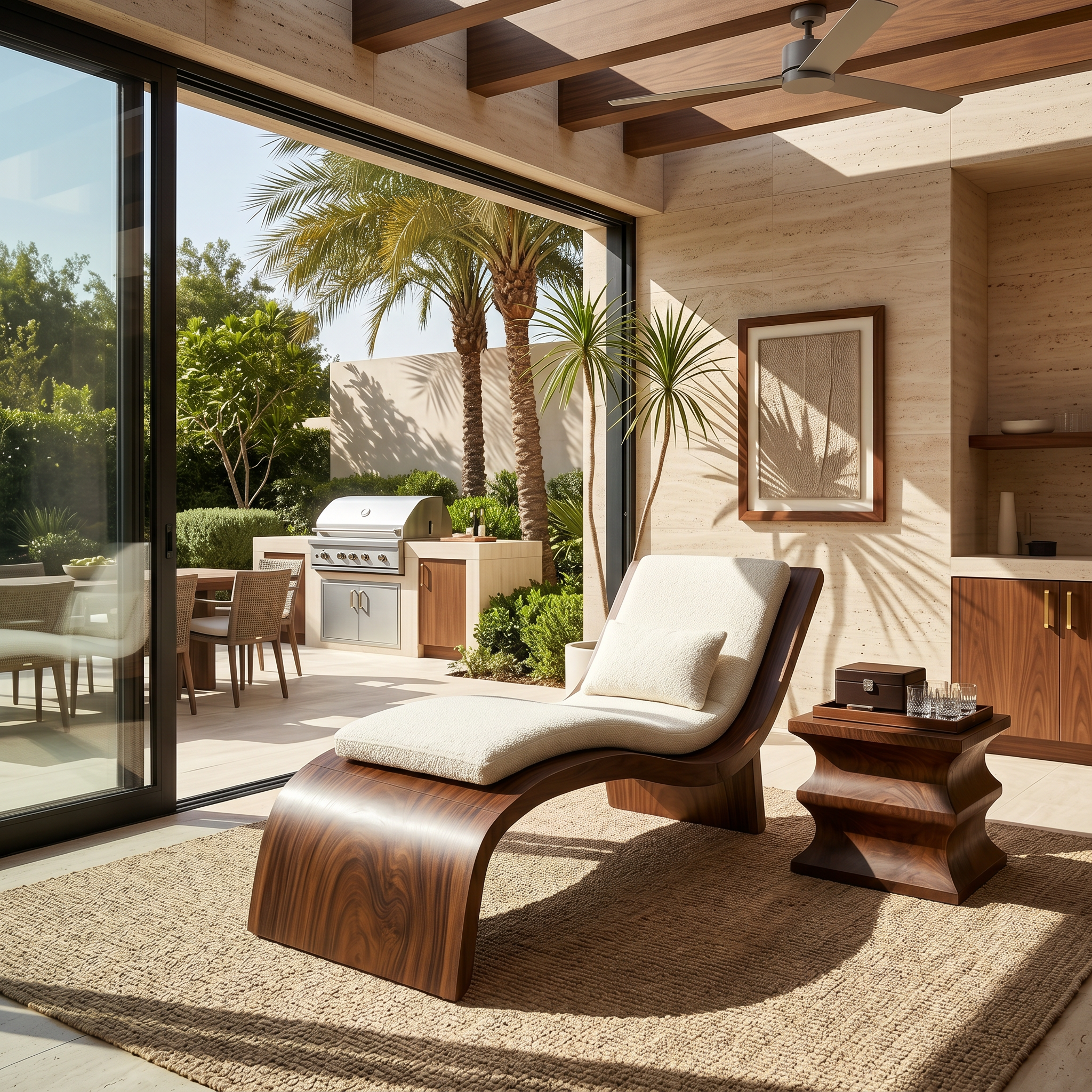 Contemporary Wooden Daybed Indoor Outdoor Luxury Home Furniture SILDTTRDB006