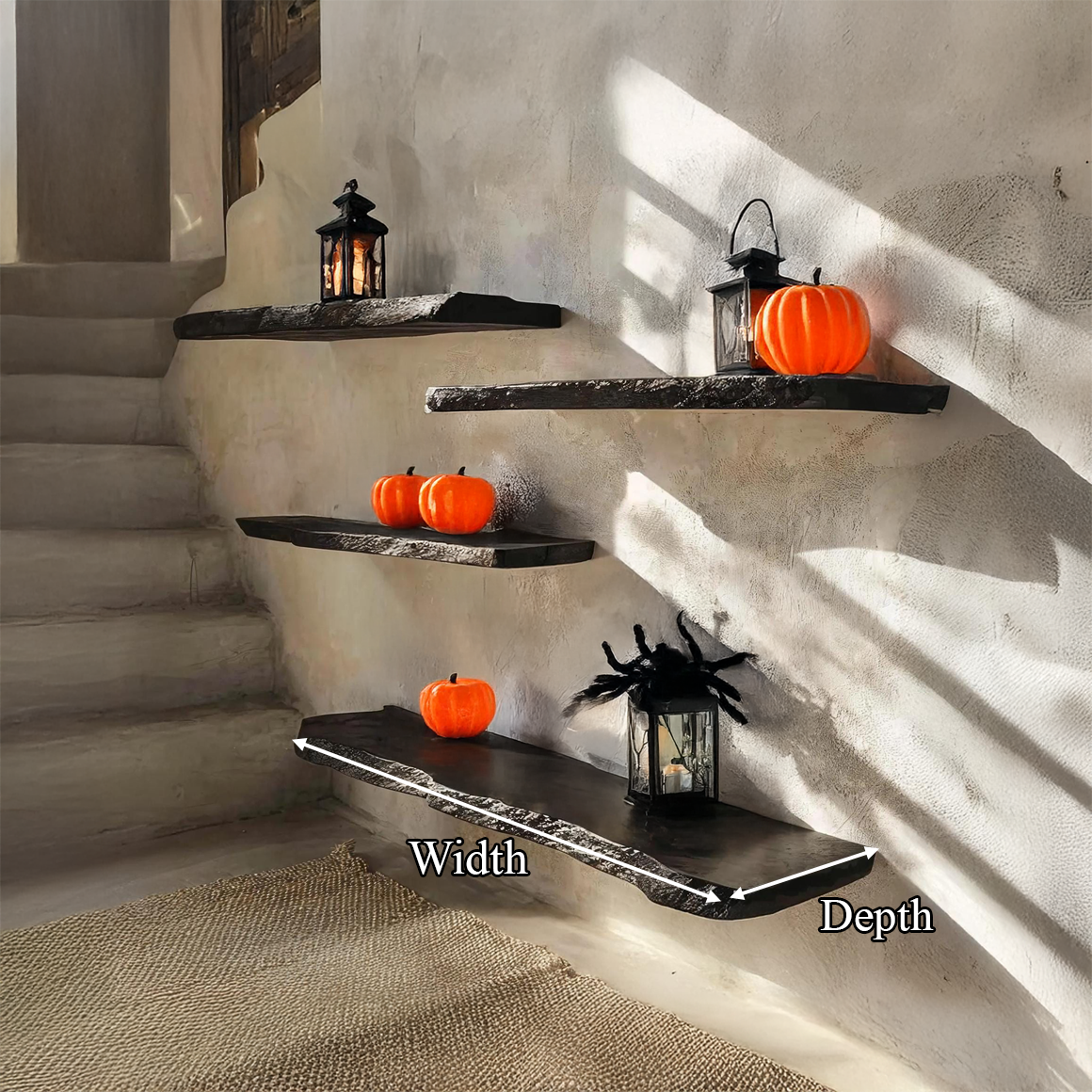 Rustic Halloween Floating Shelf Black Living Room SINLSAHW009