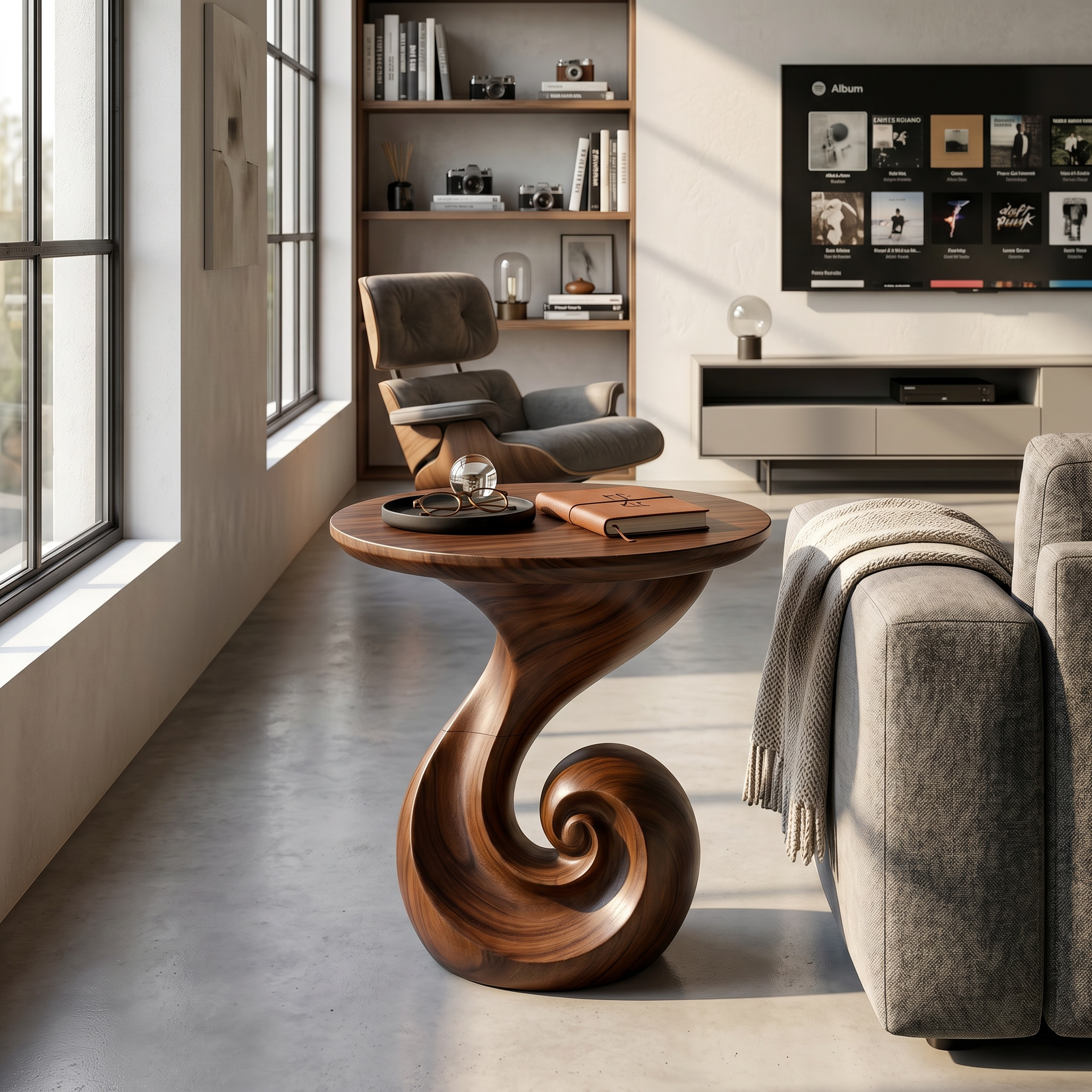 Scandinavian Spiral Side Table Modern Family Room SILDTTRSTA041