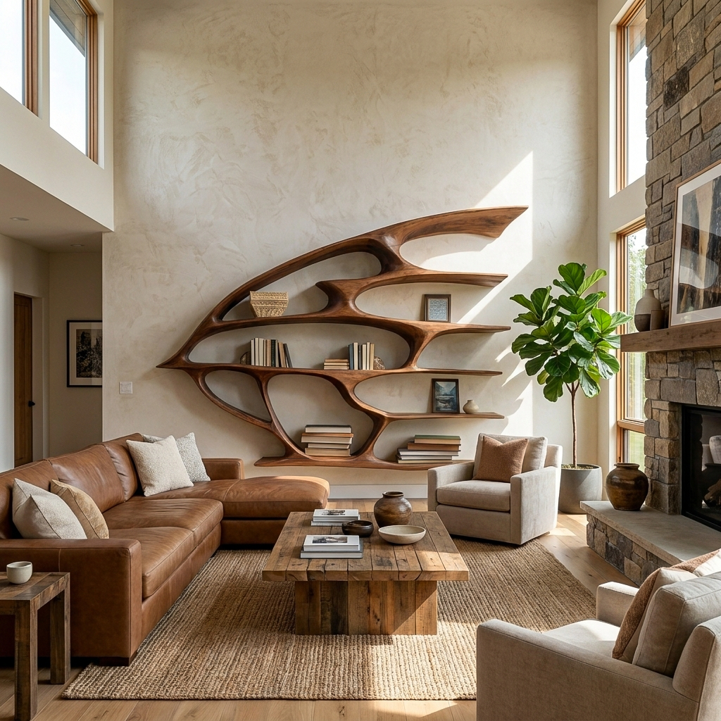 Artistic Wooden Wall Bookshelf For Living Room Decor RTTHTTBS134