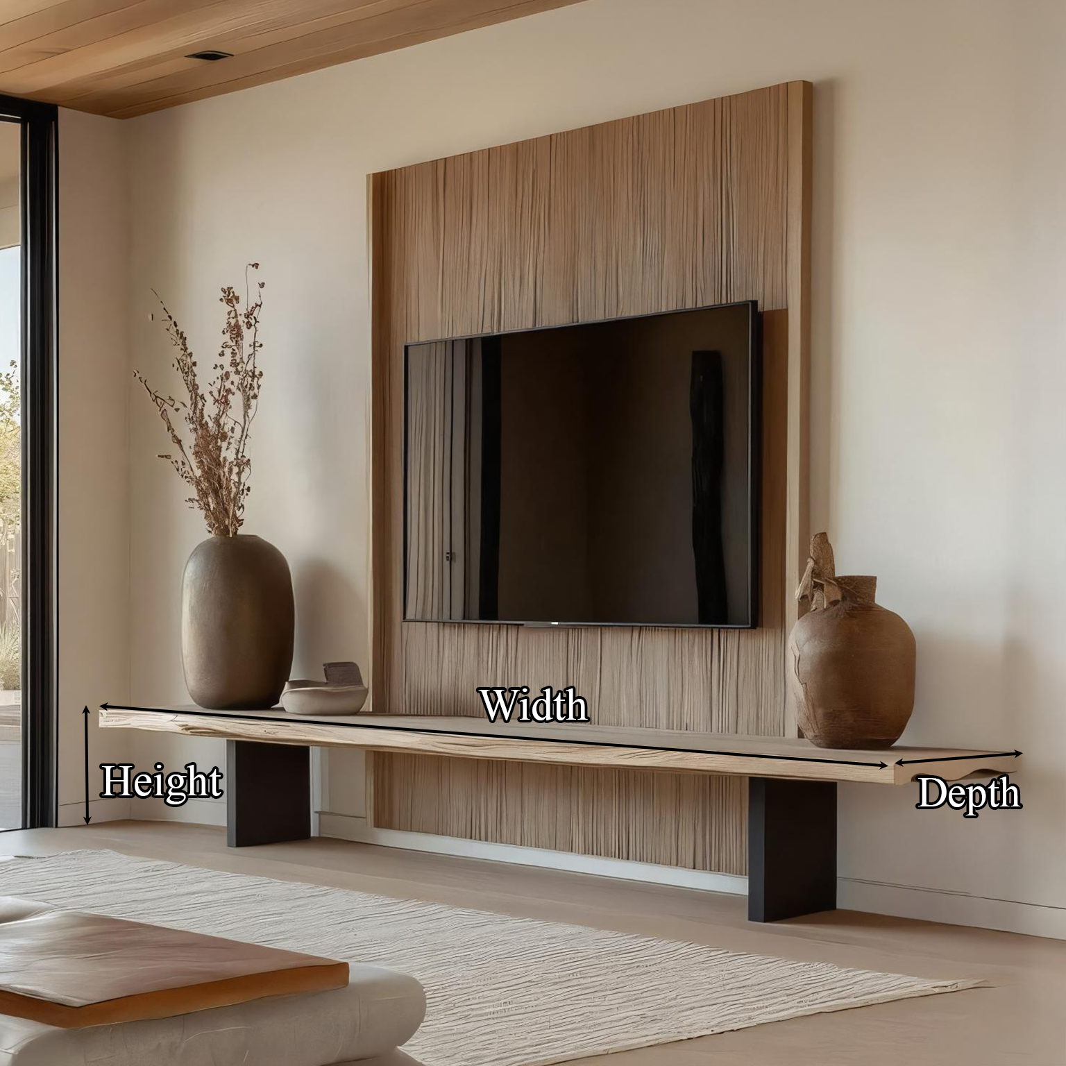 Rustic TV Console Live Edge Living Room SINLSACS110