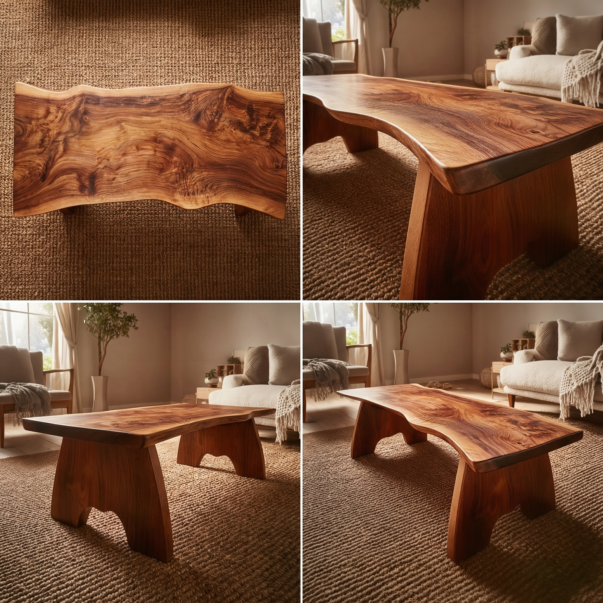 Rustic Organic Wood Coffee Table For Living Room SINLKICF345