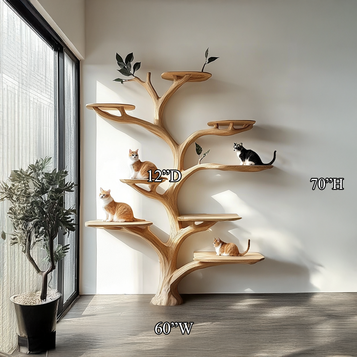 Scandinavian Cat Tree with Multi Level Design Cats Home Decor SINLSATT069