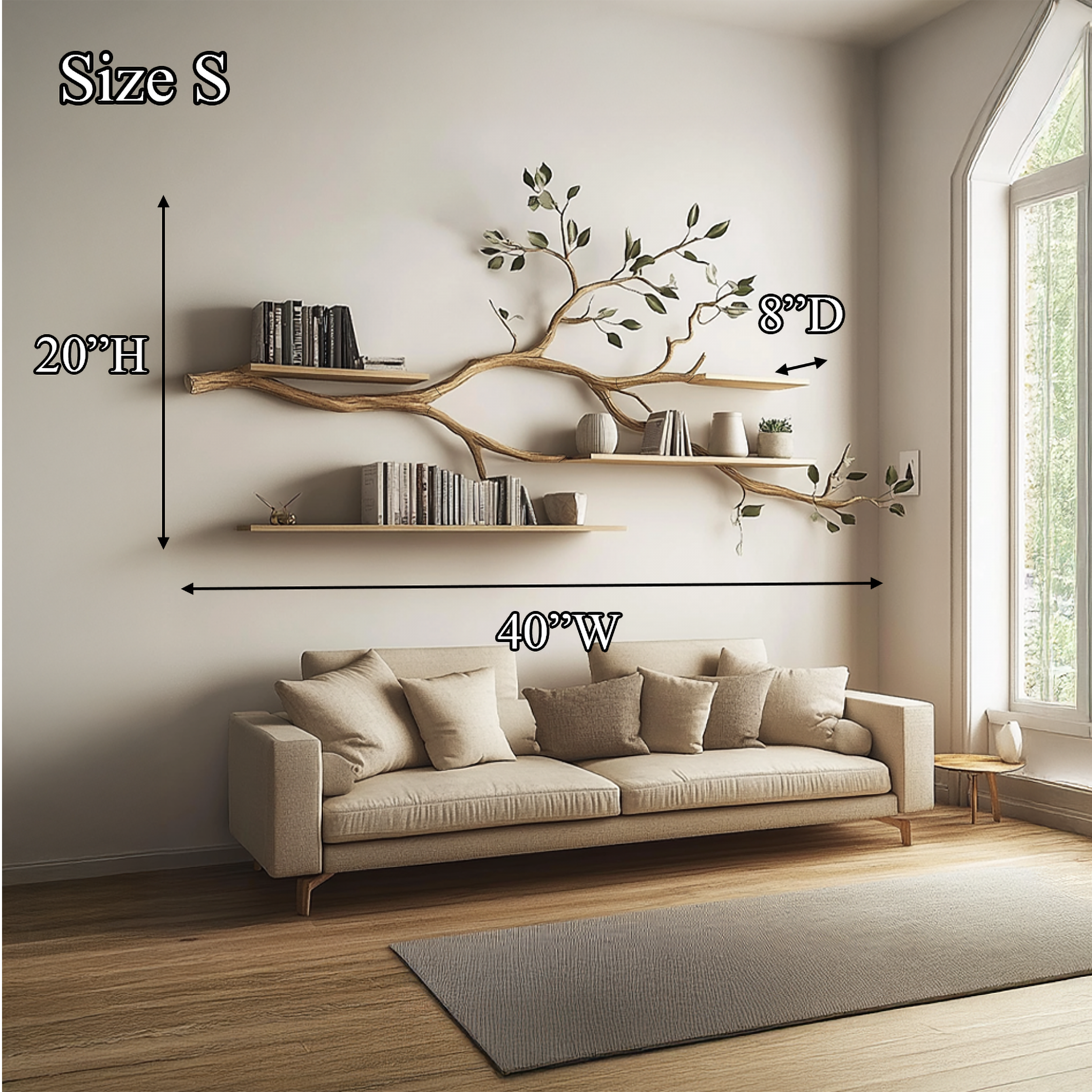 Rustic Tree Floating Wall Shelf Living Room SINLSATBS052