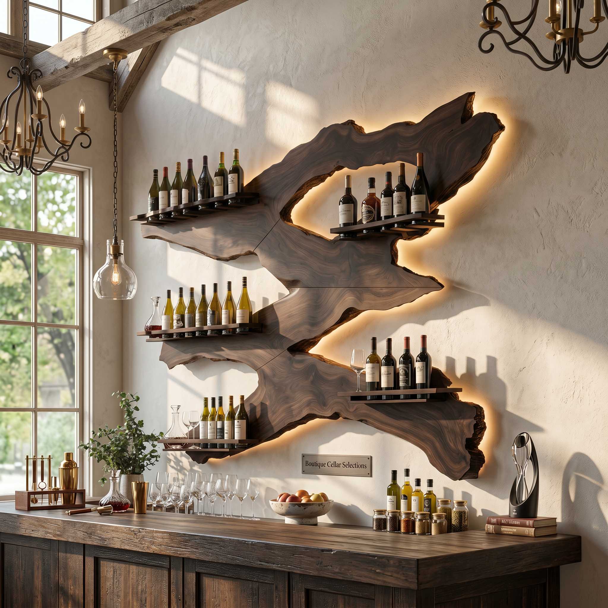 Handcrafted Wine Holder For Kitchen Wine Wall Accent SILDTTRWH027