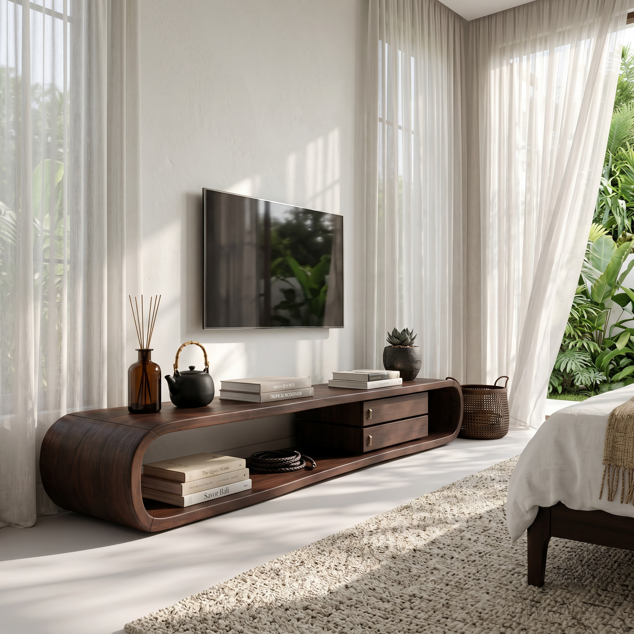 Luxury Monkeypod Media Console For Modern Interior SILDTTRTVC070