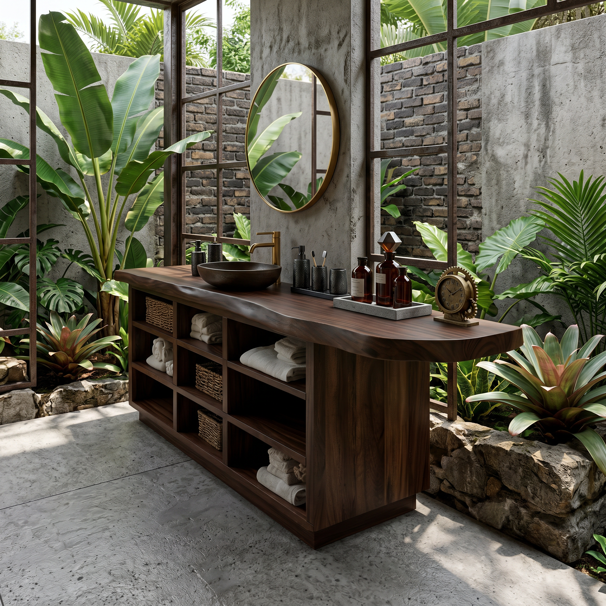 Japandi Wood Washstand Vanity For Zen Bathroom SILDTTRBRV164