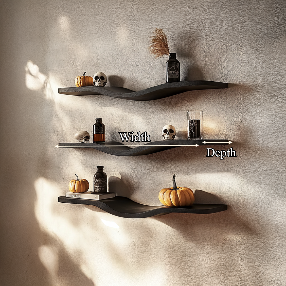 Mid Century Wavy Shelf Halloween Wall Living Room Decor SINLSAWV016
