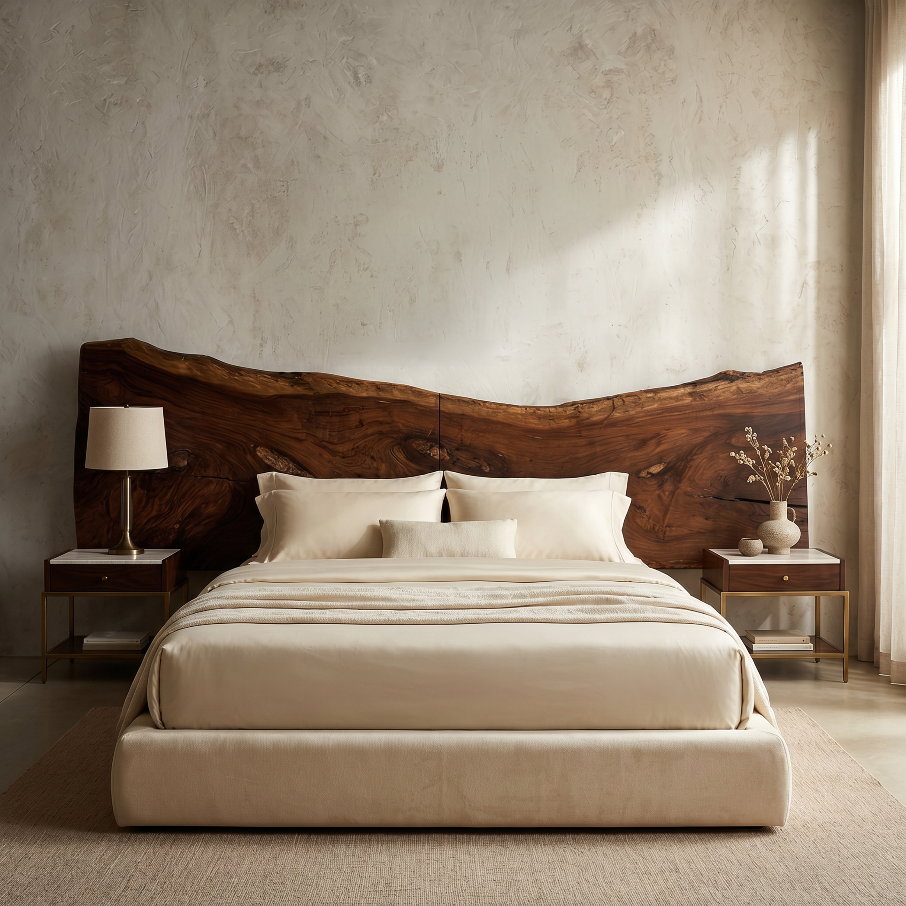 Minimalist Live Edge Wood Headboard For Organic Neutral Bedroom SILDTTRHB013