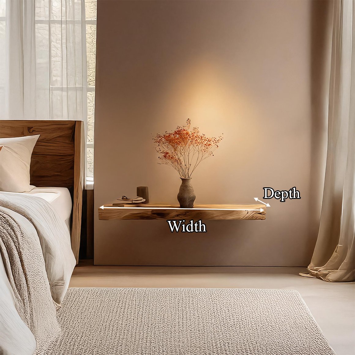 Rustic Live Edge Floating Shelf Bedroom Wall Decor SINLSAFL319