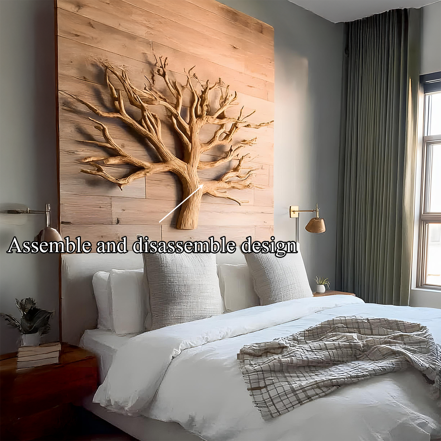 Rustic Tree Wall Art For Bedroom And Headboard Area SINLSATBW001