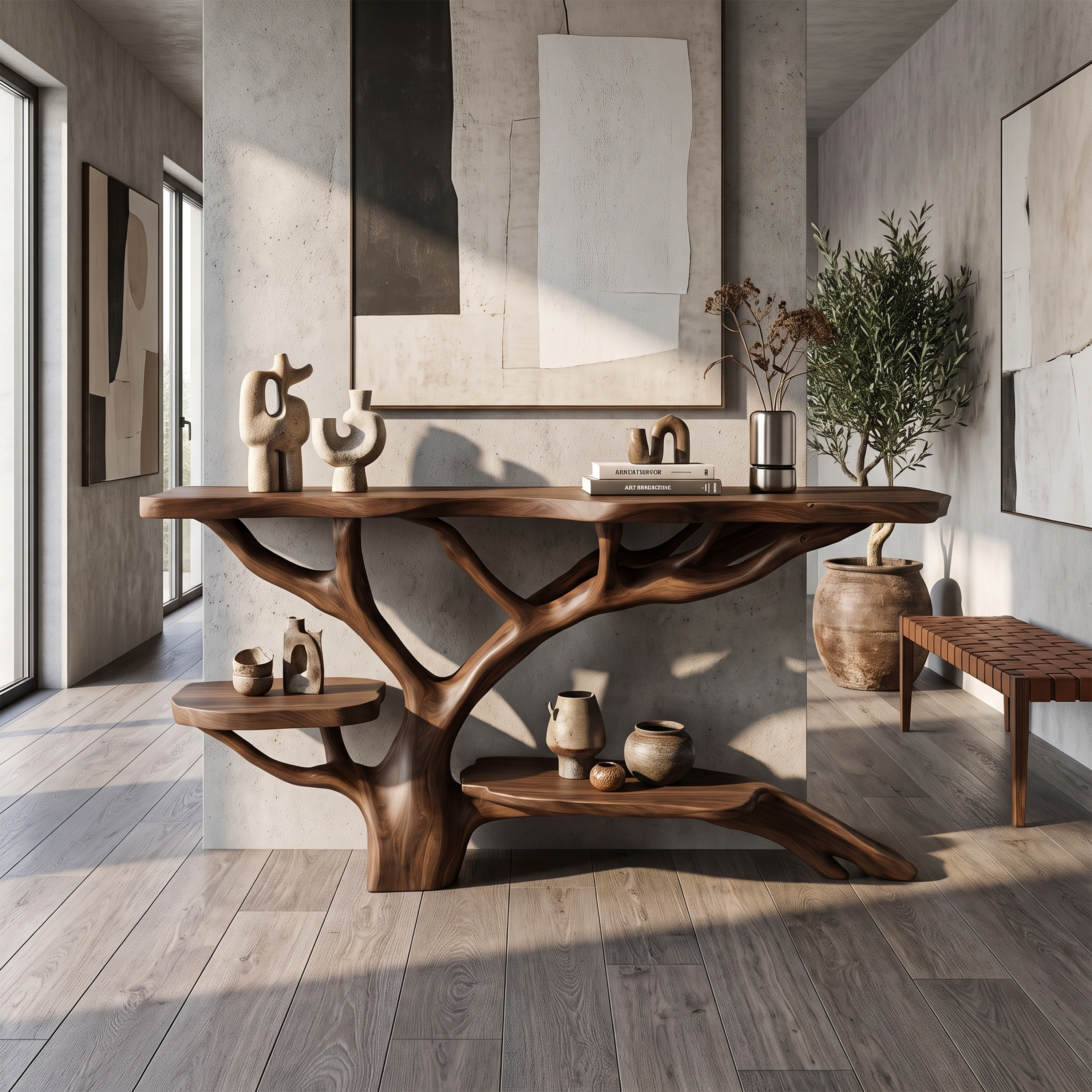 Farmhouse Solid Wood Console Table For Cozy Rustic Home Interior SILDTTNCS030