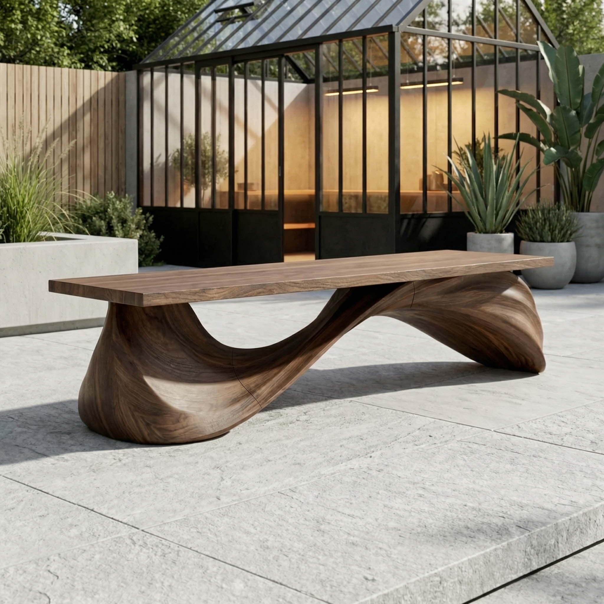 Contemporary Wave Bench Solid Wood Elegant Loop Design Hallway And Entryway SINLHARS099