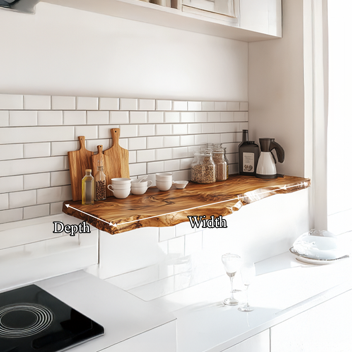 Live Edge Floating Shelf Handcrafted Kitchen Wall Storage Display SINLSAFL296