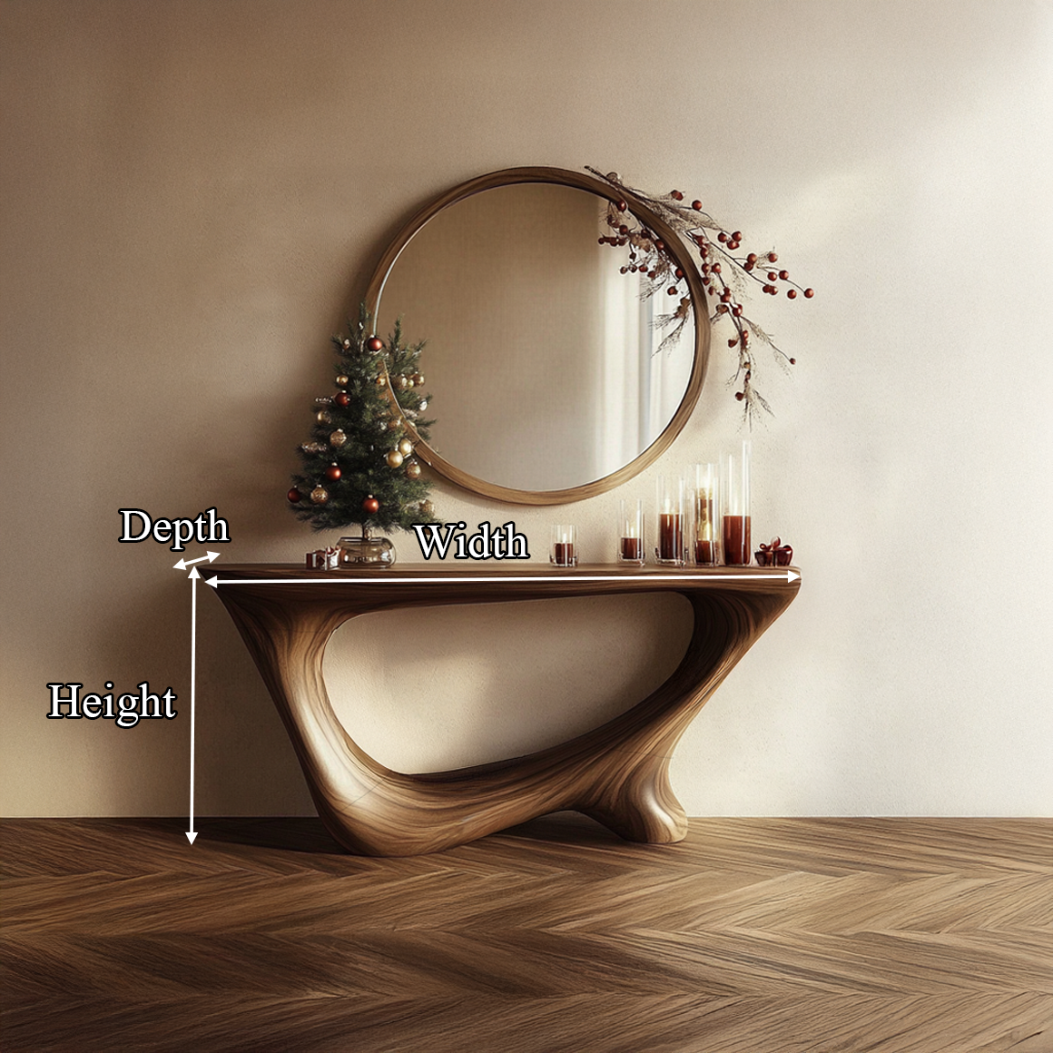 Mid Century Rustic Console Table Christmas Entryway SINLSACS289