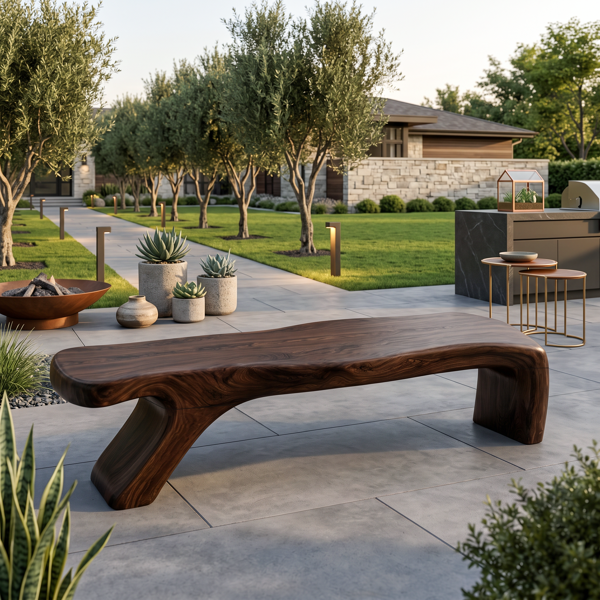 Architectural Bench With Sculpted Z Base For Entryway SITHTTCHR039