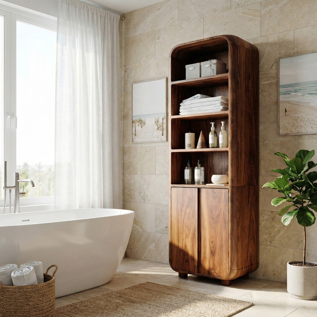 Modern Bathroom Cabinet With Rounded Edges For Spa Decor RTTHHNBRC031