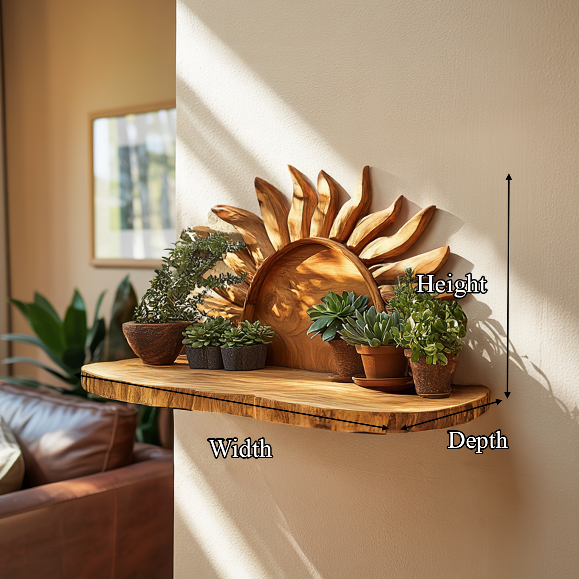 Boho Sunburst Wall Shelf For Living Room And Entryway SINLSAFL278