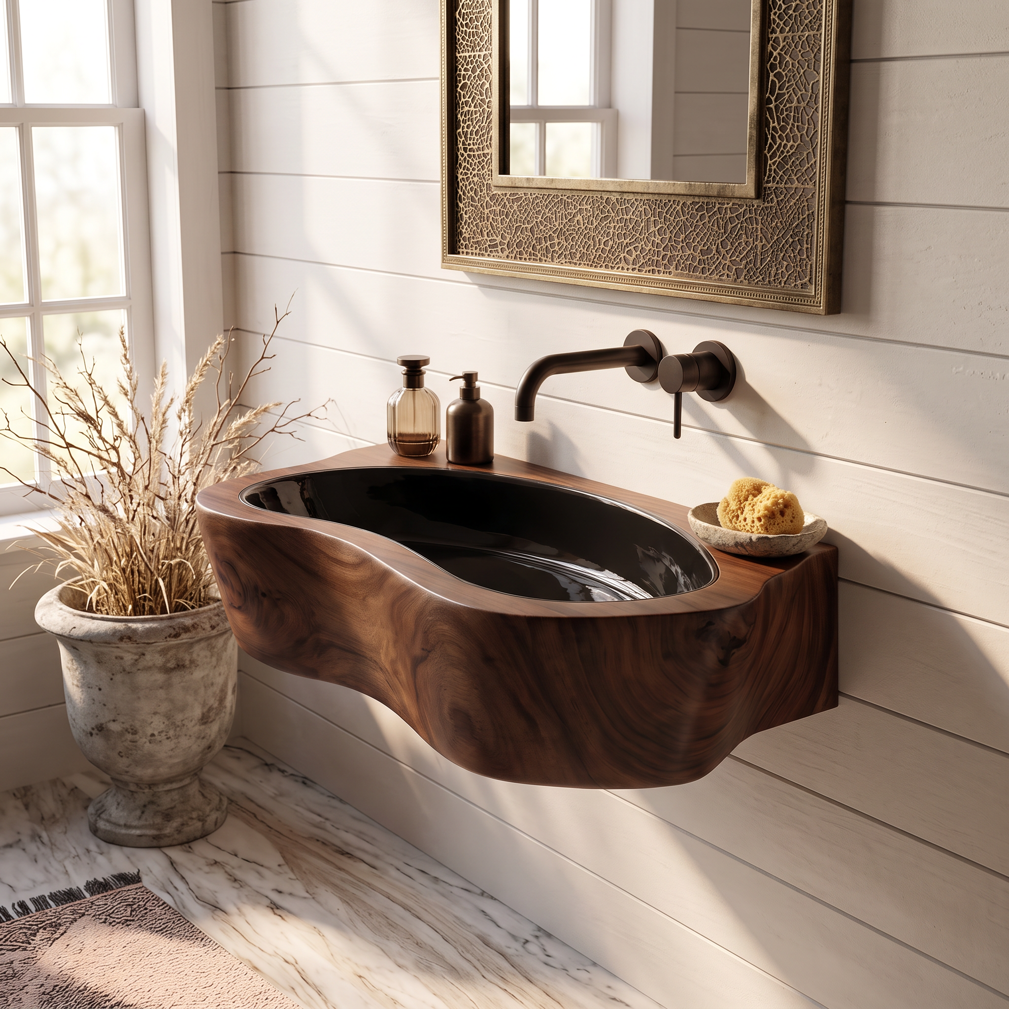 Handcrafted Live Edge Wood Vanity Sink For Natural Bathroom Decor SILDTTRVS027