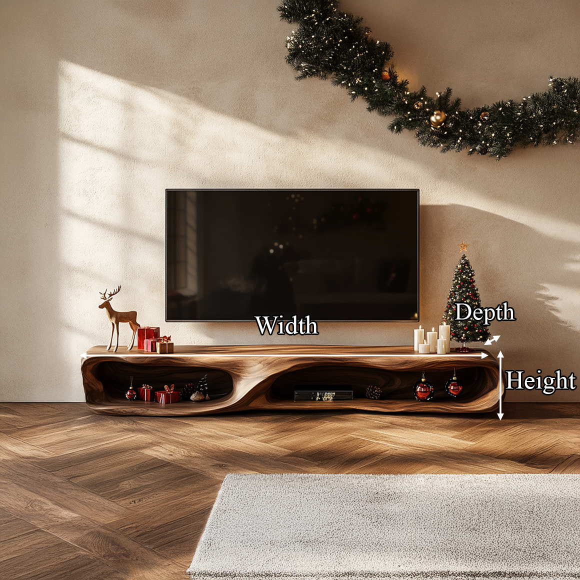 Rustic Holiday TV Stand Console Living Room Winter Decor SINLSASC219