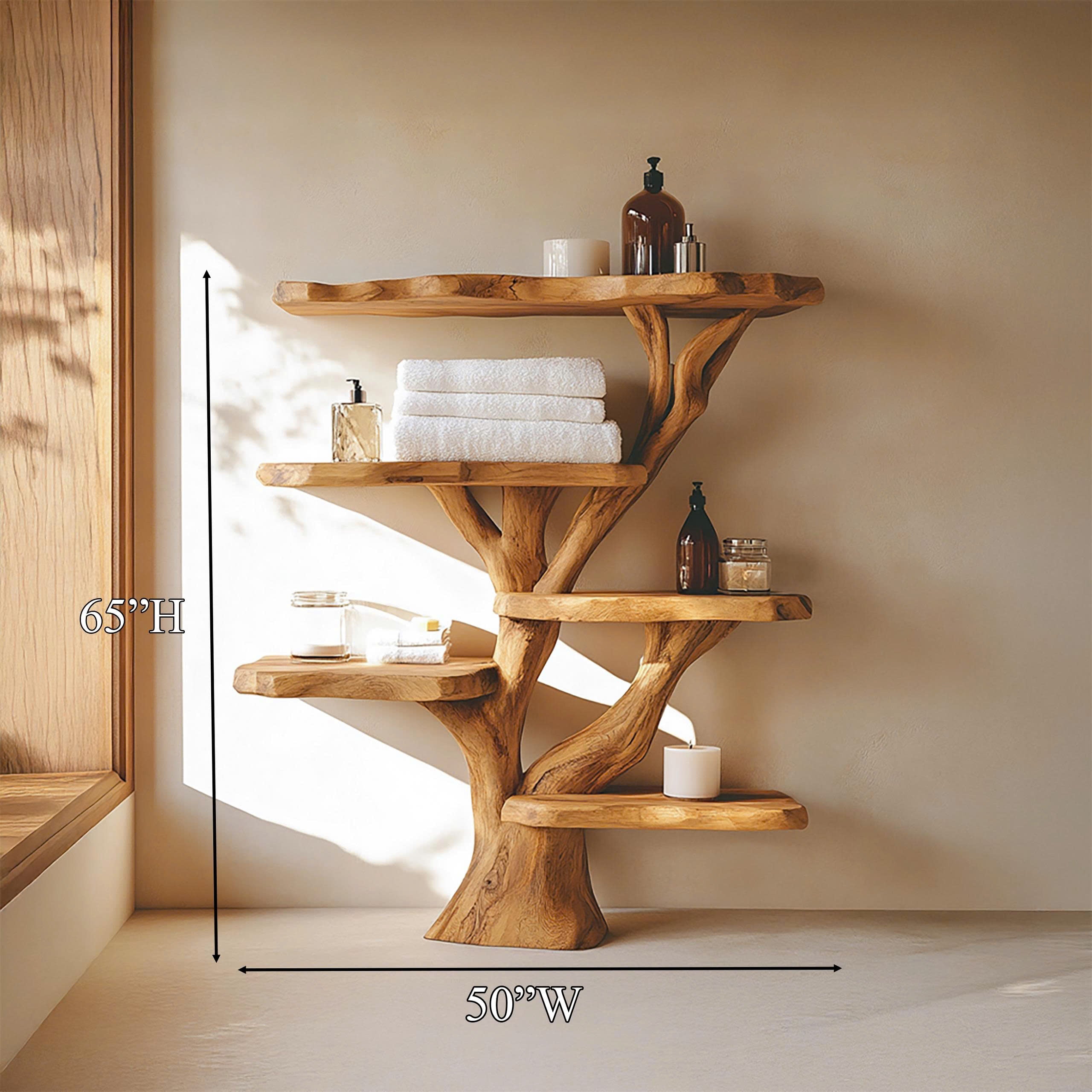 Rustic Nature Inspired Tree Bathroom Display Shelf Bathroom Interior Statement Accent SINLSATB617