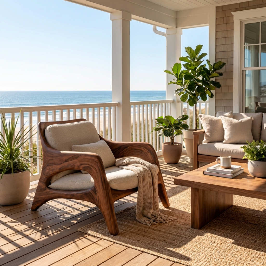 Organic Natural Wood Chair For Home Balcony RTTHTTACC016