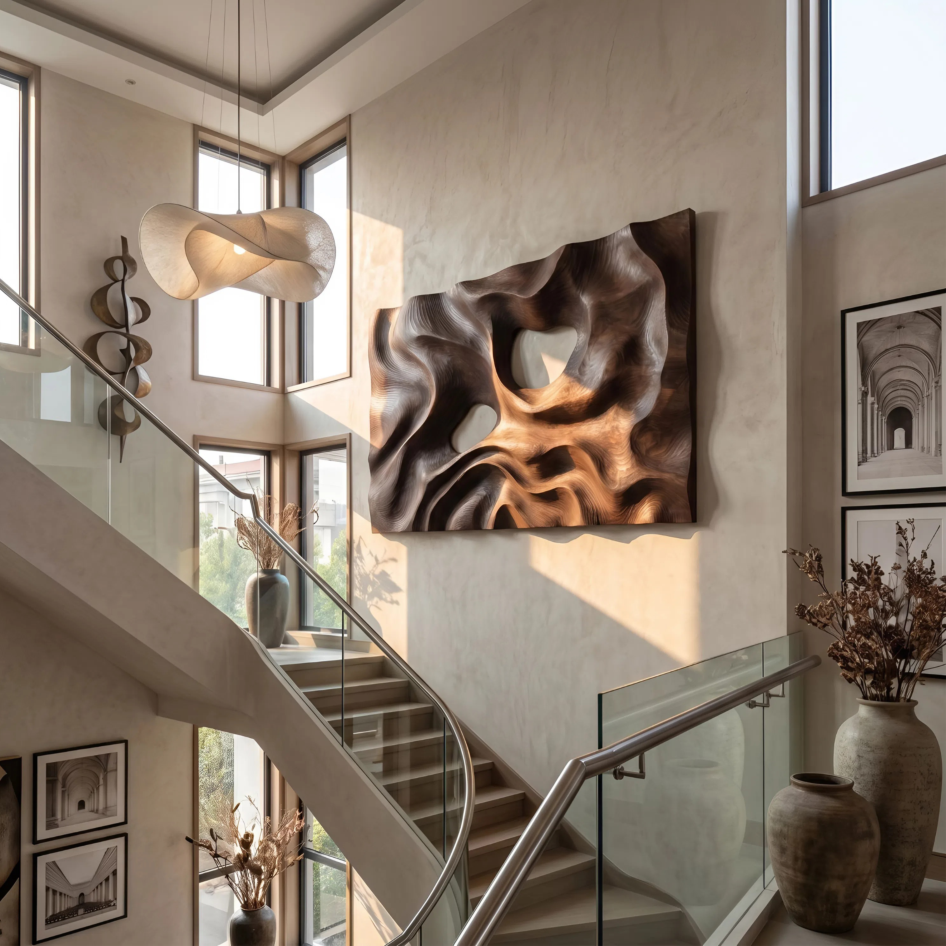 Contemporary Carved Wall Decor Panel For Living Room SILDTTNWA078