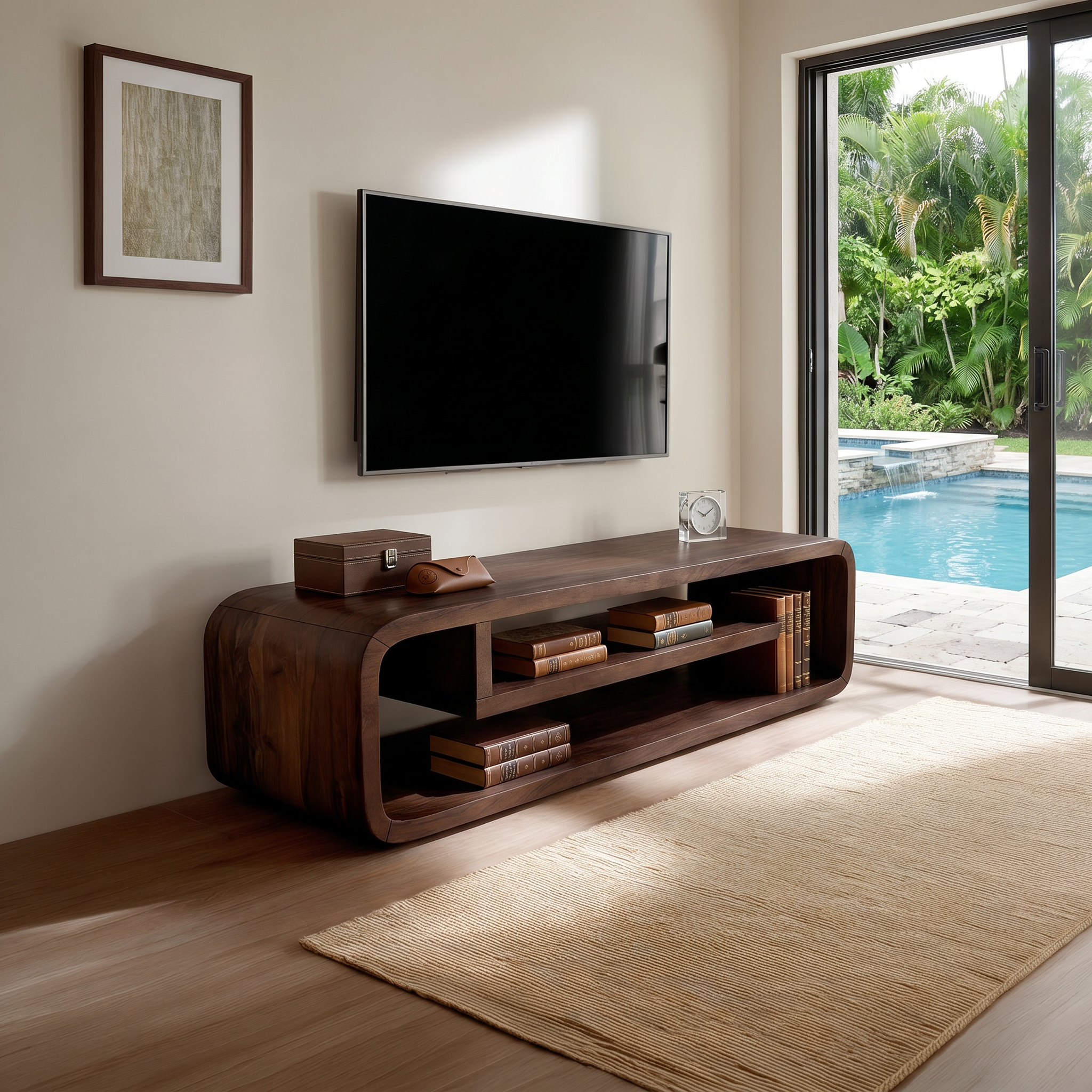 Luxury Curved Media Console For Wine Room Interior SILDTTRTVC090