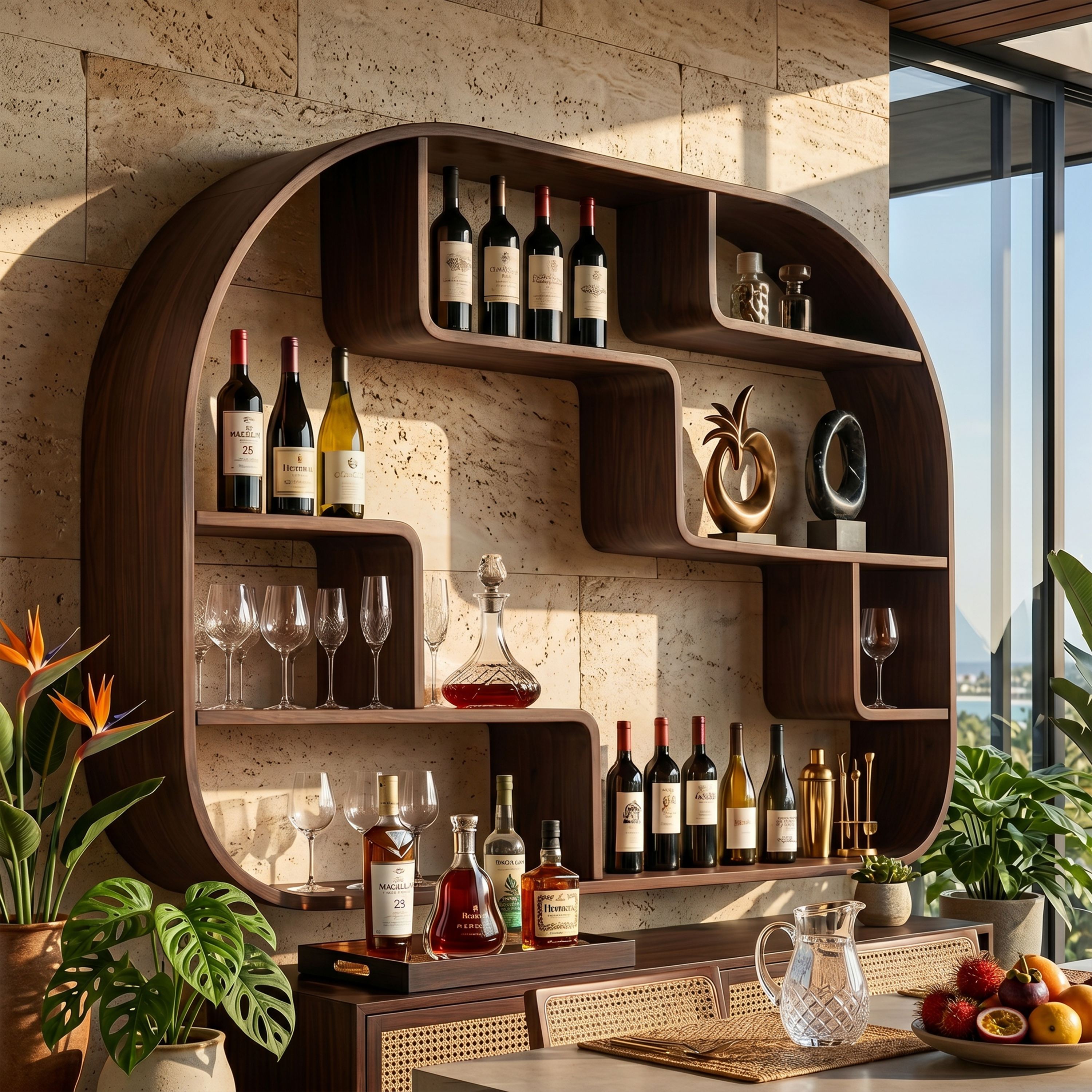 Boho Wall Wine Holder For Dining Space Bottle Accent Feature SILDTTRWH063