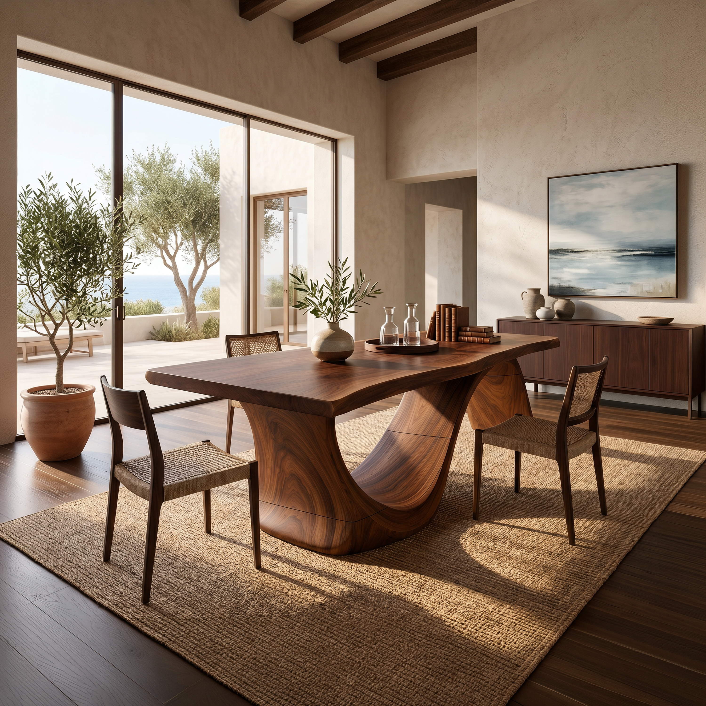 Mid Century Slab Dining Table For Dining Room Interior SILDTTNDN023