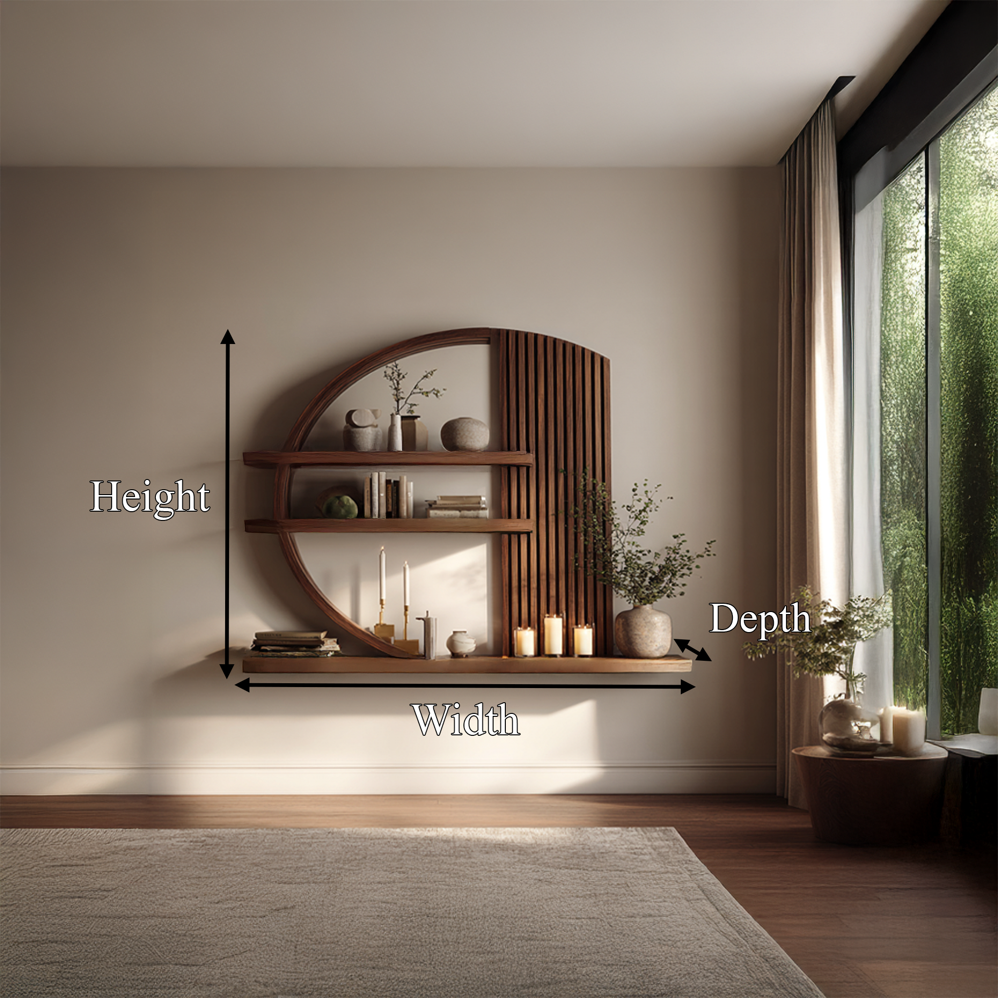 Modern Zen Wall Shelf Living Room And Meditation Area SINLSAFL235