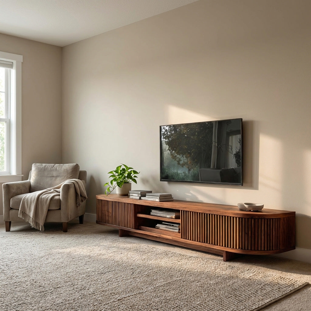 Hand Carved Wooden Media Cabinet For Living Room RTTHHNTVC082