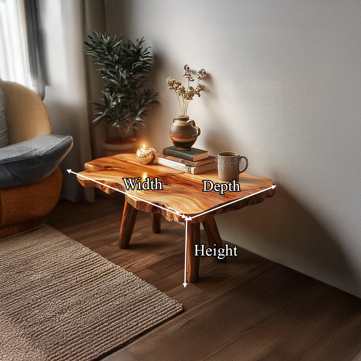 Rustic Organic Coffee Table Living Room Sitting Room SINLSACF220