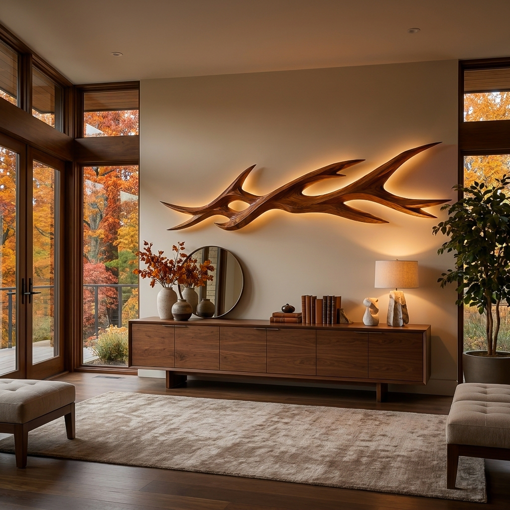 Rustic Wooden Wall Mounted Light With Branch Form For Bedroom RTTHTTLAM057