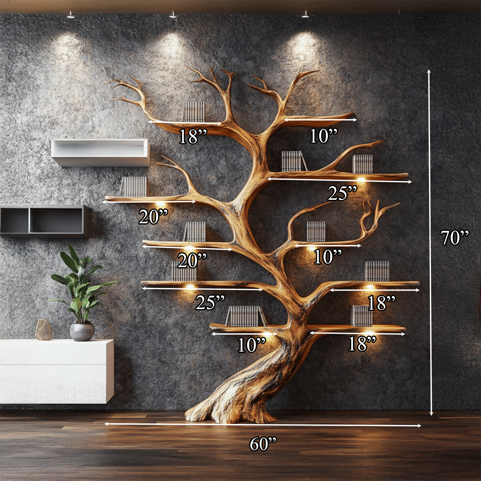 Tree Branch Shelf Driftwood Solid Wood Rustic Art Gift SINLSATB193