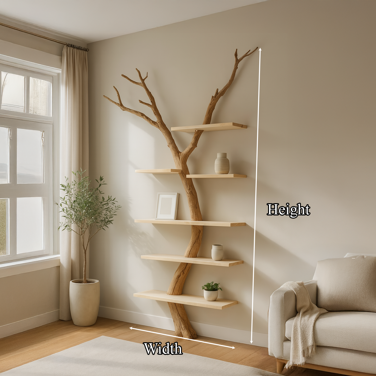 Rustic Tree Wall Shelf Living Room SINLSATB220
