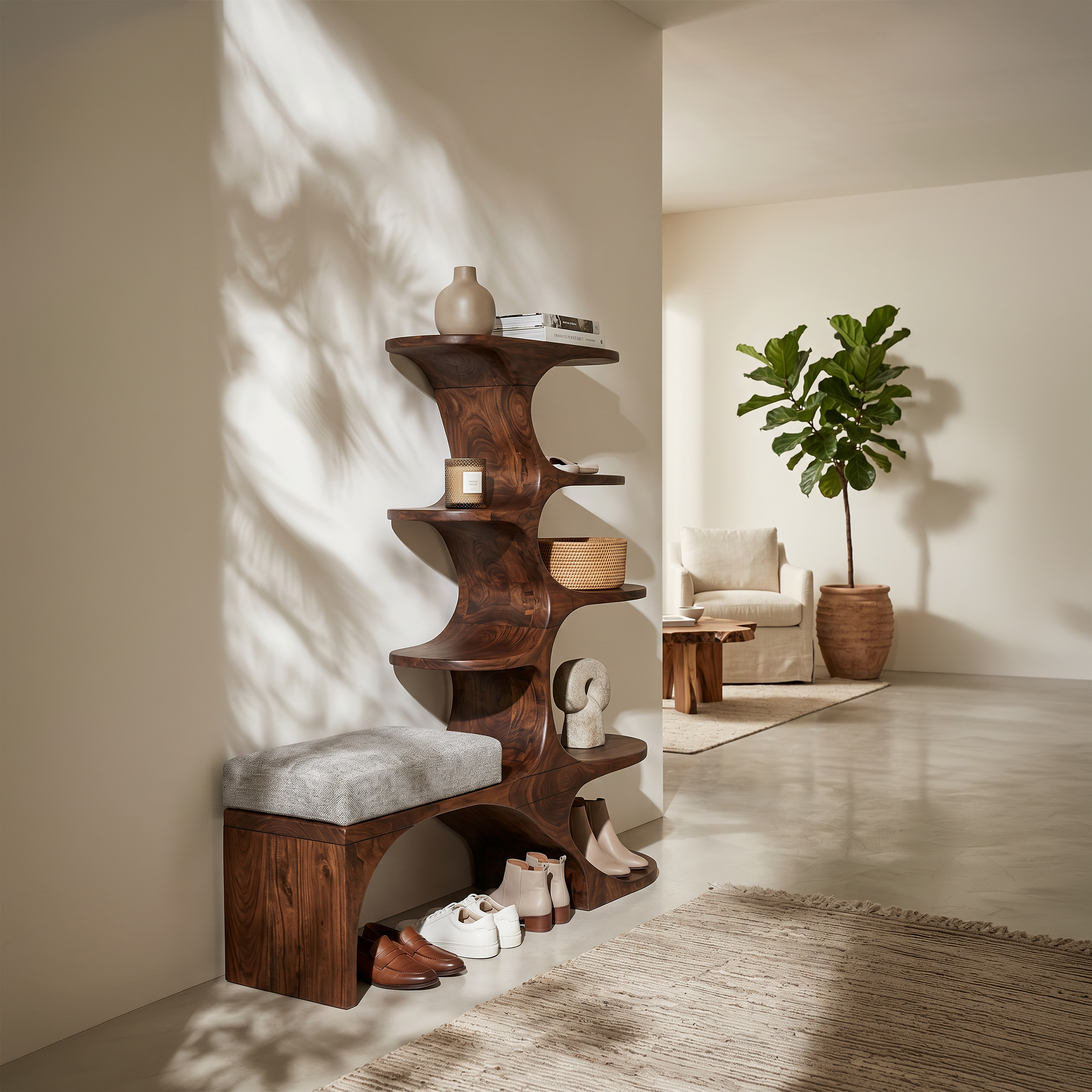 Modern Shoe Rack Bench For Entryway Lounge Living Corner SILDTTRSHB010