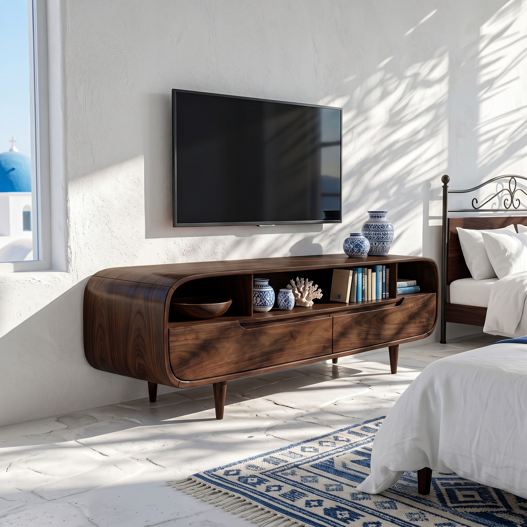 Contemporary Walnut TV Stand For Modern Loft Bedroom SILDTTRTVC092
