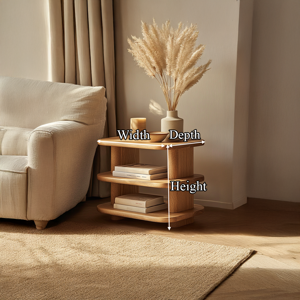 Mid Century Storage Side Table Living Bedroom Accent SINLSABT146
