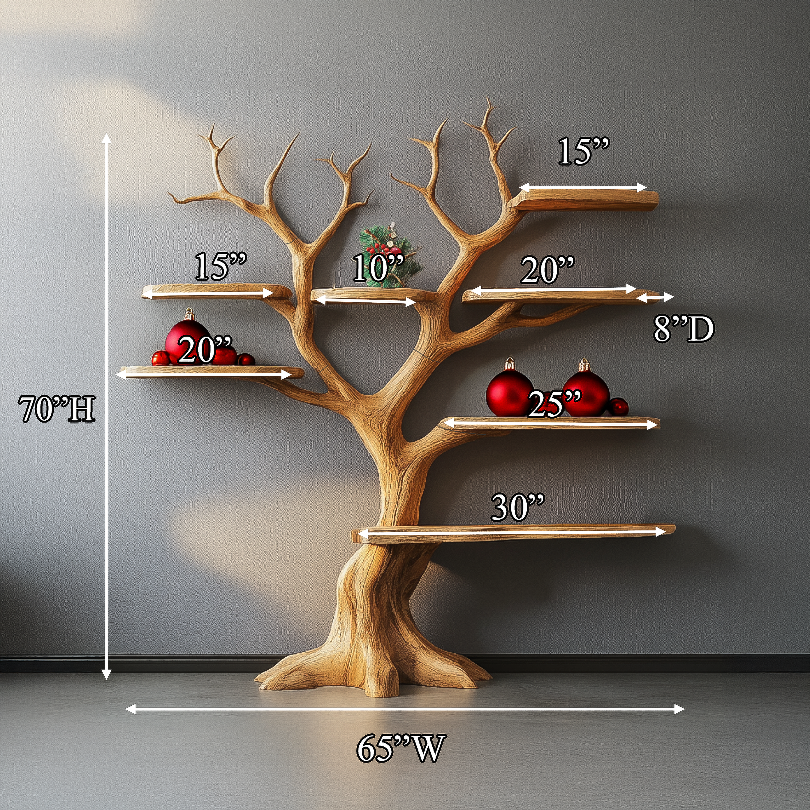 Rustic Tree Bookshelf Artistic Christmas Wall Decor SINLSATB560