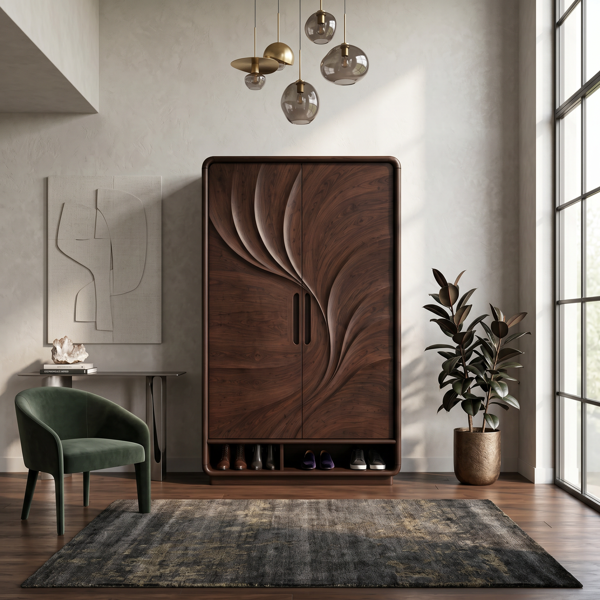 Minimalist Textured Surface Wardrobe For Guest Room Interior SILDTTNWDE004